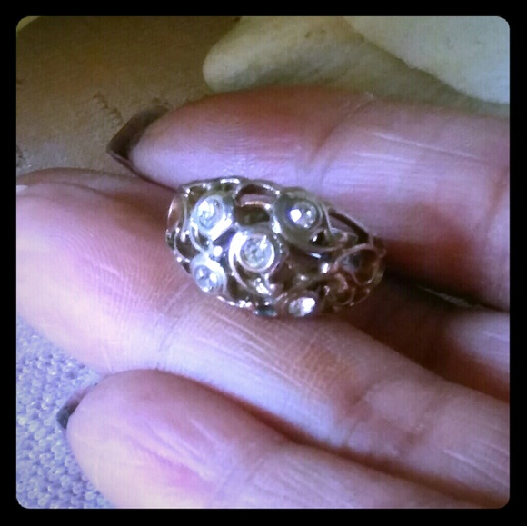 Jewelry | Vintage Scroll Work Crystal Dome Ring | Poshmark
